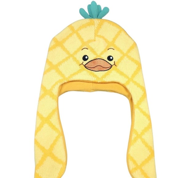 Moriah Elizabeth Hat Georgie Pineapple Duck Knit Beanie Ear Flaps Kids 2T/3T - Picture 1 of 5